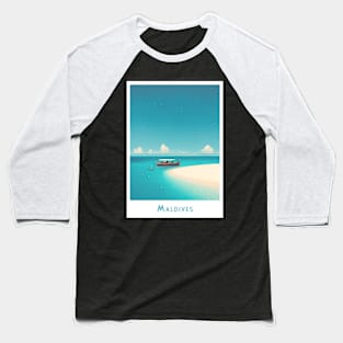 Serene Maldives Getaway - Vintage Retro Travel Poster Baseball T-Shirt